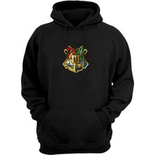 The Wert Unisex Harry Potter Hogwarts Logo Siyah  Normal Kalıp Sweatshirt