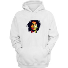 The Wert Unisex Bob Marley Boyama Beyaz  Normal Kalıp Sweatshirt