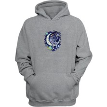 The Wert Unisex Uzayda Ayda Oturan Astronot Gri  Normal Kalıp Sweatshirt