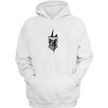 The Wert Unisex Kentsel Sakal Şimşek Kurukafa Beyaz  Normal Kalıp Sweatshirt