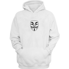 The Wert Unisex Anonim Maske Beyaz  Normal Kalıp Sweatshirt