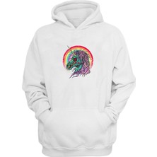 The Wert Unisex Deniz Mavisi ve Mor Unicorn Beyaz  Normal Kalıp Sweatshirt