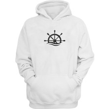 The Wert Unisex Denizci Dümeni Beyaz Normal Kalıp Sweatshirt