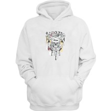 The Wert Unisex Mann Gri Kafatası Beyaz Normal Kalıp Sweatshirt