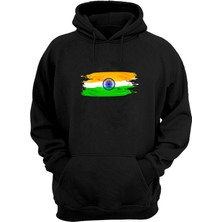 The Wert Unisex Hindistan Bayrağı Siyah  Normal Kalıp Sweatshirt