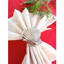 Emtory Home 6 Adet Gümüş Deniz Kabuğu Metal Peçete Halkası  - Napkin Ring