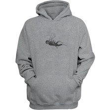 The Wert Unisex Scuba Dalış Çizimi Gri  Normal Kalıp Sweatshirt