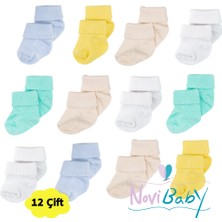 Novibaby 12'li Bambu Yenidoğan Bebek Çorap I Summer Boy I Kız Erkek Bebek Çorabı