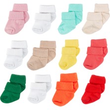 Novibaby 12'li Bambu Yenidoğan Bebek Çorap I Mix Girl I Kız Erkek Bebek Çorabı