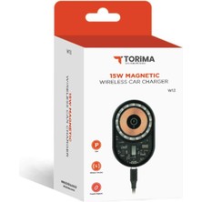 Torima W13 Kablosuz Araç Içi Telefon Tutucu ve Telefon Şarj Cihazı Siyah