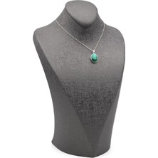 Alibaba Doğaltaş Malakit Doğal Taş 925 Ayar Gümüş Kolye