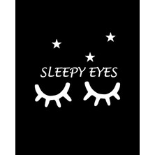 Emach Dizayn Dekoratif Sleepy Eyes Kirpik Yıldızlı 2 Li Ahşap Duvar Dekoru