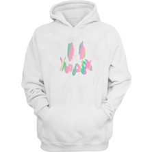 The Wert Unisex  Renkli Gülen Yüz Beyaz Normal Kalıp Sweatshirt