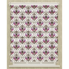 Vanilya Home Mutfak Odası Damask Desenli Baskılı Zebra Perde