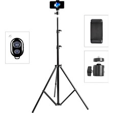 Kyrotech Profesyonel Metal 2 Metre Tüm Telefonlara Uyumlu Tripod Seti Facetime, Canlı Yayın, Tiktok, Facebook, Youtube, Selfie Çekimleri Bluetooth Kumandalı 360 Derece Dönebilen Telefon Tutuculu Tripod Monopod