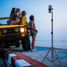 Kyrotech Profesyonel Metal 2 Metre Tüm Telefonlara Uyumlu Tripod Seti Facetime, Canlı Yayın, Tiktok, Facebook, Youtube, Selfie Çekimleri Bluetooth Kumandalı 360 Derece Dönebilen Telefon Tutuculu Tripod Monopod