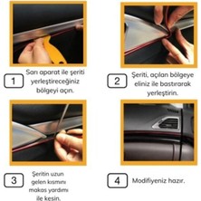 Mavi Araba Oto Dekorasyon Şeridi Kauçuk Elastik Kolay Kurulum 5 Metre Şerit Bant Trim Bant