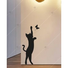 Emach Dizayn Kedi Kelebek Koridor Duvar Dekor Lazer Kesim Hediyelik Eşya Ahşap Tablo