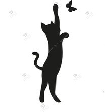 Emach Dizayn Kedi Kelebek Koridor Duvar Dekor Lazer Kesim Hediyelik Eşya Ahşap Tablo