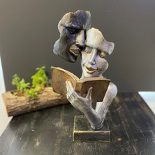 Tasarloxi Kitap Okuyan Sevgili Çift Dekoratif Biblo