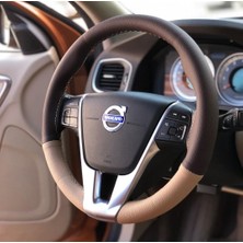 Volvo S60 Kahve Bej Deri Direksiyon Kılıfı