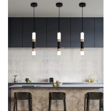 Burenze Modern LED Avize Tekli Sarkıt Avize Premium Gold ve Siyah Gövde Gün Işığı LED