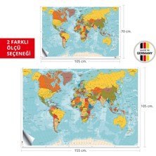 Plustablo Dünya Haritası Duvar Sticker, Okul Haritaları, Ofis Dünya Haritası, Kendinden Yapışkanlı Harita