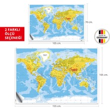 Plustablo Fiziki Dünya Haritası Duvar Sticker, Okul Haritaları, Ofis Için Harita, Eğitici Öğretici Haritalar