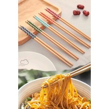 Mallame 20 Çift Bambu Chopstick Desenli Yıkanabilir Kore Çin Yemek Çubuğu El Yapımı Doğal Ahşap Sushi Çubuk