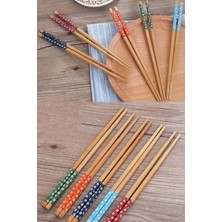 Mallame 20 Çift Bambu Chopstick Desenli Yıkanabilir Kore Çin Yemek Çubuğu El Yapımı Doğal Ahşap Sushi Çubuk