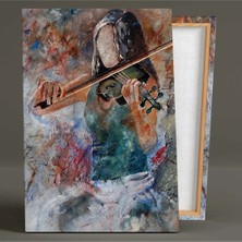 Canvasum Keman Çalan Kadın Müzik Soyut Sanat Sokak Sanatı Dekor Kanvas Tablo AR03105