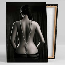Canvasum Sırtı Dönük Inci Kolyeli Model Nü Kadın Kanvas Tablo AR03072