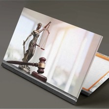 Canvasum  Themis Heykeli Kılıç Terazi Adalet Tokmağı Hakim Savcı Hukuk Bürosu Dekoratif Kanvas Tablo AR03084