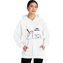 Baskı Bazar "istemiiz Fenalık Çıksın" Baskılı Kaliteli Kapüşonlu Solmaz Sweatshirt