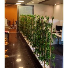 Botanik Bahçesi Yapay Bambu Bamboo Çiçek  150 cm Boy Çubuk Ağaç  4 Adet Set Halinde Antrasit Iç Mekan Ahşap Saksıda