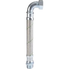 Cruwa 1" 16 Bar Paslanmaz Örgülü Hidrofor Hortumu Dirsekli Flex Hortum (Rakor & Nipel) 100 cm