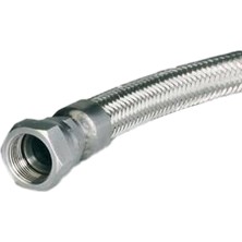 Cruwa 1" 10 Bar Paslanmaz Örgülü Hidrofor Hortumu Düz Flex Hortum (Rakor & Nipel) 50 cm