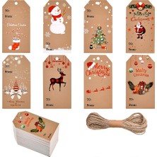 Luoxinguo QY1426-100PCS 50-100PCS Merry Christmas Etiketler Kraft Kağıt Kartı Hediye Etiketi Dıy Asın Etiketleri Hediye Paketleme Dekor Hediye Kartı Noel Malzemeleri Yanadır (Yurt Dışından)