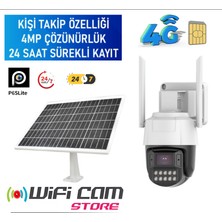 Wificam Plus 4g Sim Kartlı Solar Kamera 7/24 Kayıt Hareket Takibi 4mp Çözünürlük Kişi Takip Özelliği Özel Ses Yükleme Özelliği  P6SLITE Türkçe Uygulama