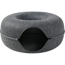 Hanyang Koyu Gri 50X50X20 cm Donut Kedi Tünel Yatak Evcil Hayvan Evi Doğal Keçe Pet Kedi Mağara Oyuncakları Yuvarlak Yün Keçe Pet Yatak Küçük Köpekler Için Kedi Interaktif Oyun Oyuncakları (Yurt Dışından)