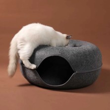 Hanyang Koyu Gri 50X50X20 cm Donut Kedi Tünel Yatak Evcil Hayvan Evi Doğal Keçe Pet Kedi Mağara Oyuncakları Yuvarlak Yün Keçe Pet Yatak Küçük Köpekler Için Kedi Interaktif Oyun Oyuncakları (Yurt Dışından)