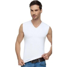 Tutku Elit 1305 Erkek Elastan V Yaka Sıfır Kol Atlet 6 Adet