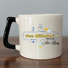 Mor Mürekkep Kişiye Özel Fen Bilimleri Öğretmeni Devre Baskılı Siyah Kulplu D Kupa