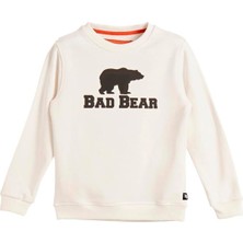 Bad Bear Logo Crewneck Kids Off-White Beyaz  Baskılı Çocuk Sweatshirt