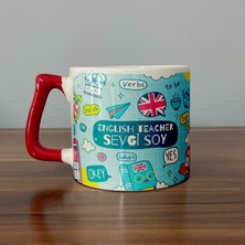 Mor Mürekkep Kişiye Özel Ingilizce Öğretmeni Baskılı Kırmızı Kulplu D Kupa