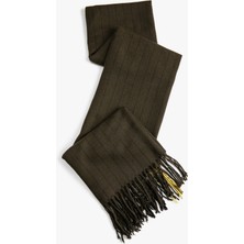 Koton Çizgili Atkı Yumuşak Dokulu Püsküllü