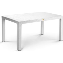 Bahex Camsız 90X150CM Bahçe Balkon Masası Rattan Desenli Outdoor Serisi