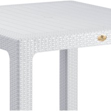 Bahex Camsız 90X150CM Bahçe Balkon Masası Rattan Desenli Outdoor Serisi