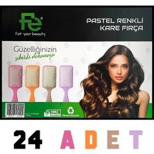 Fe Pastel Renkli Kare Saç Fırçası 24 Adet