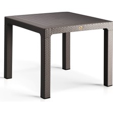 Bahex Camsız 90X90CM Bahçe Balkon Masası Rattan Desenli Outdoor Serisi